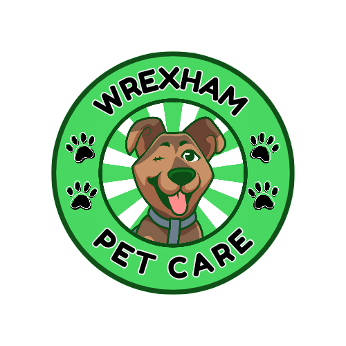 logo for Wrexham pet care on a green background
