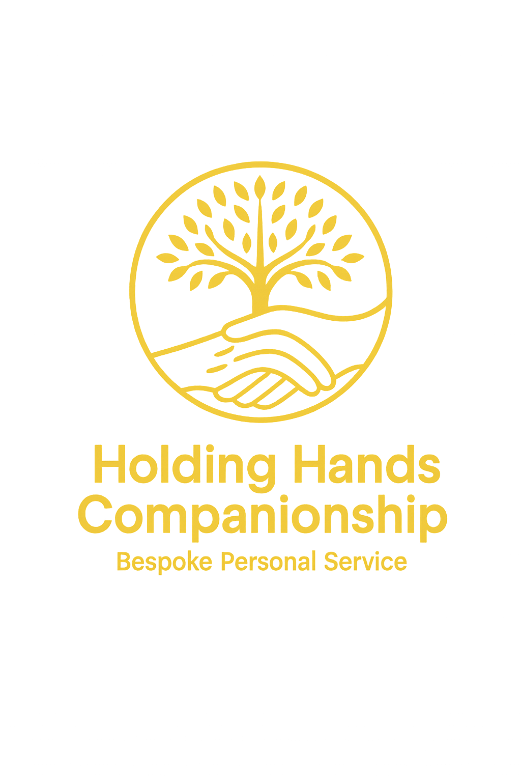 hands clasped under a tree