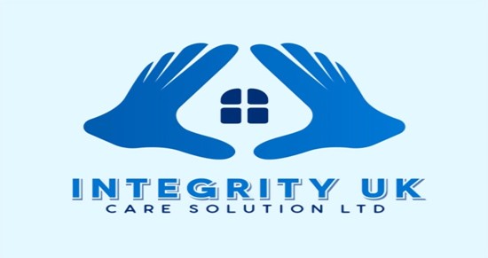 Logo with company name and two blue hands