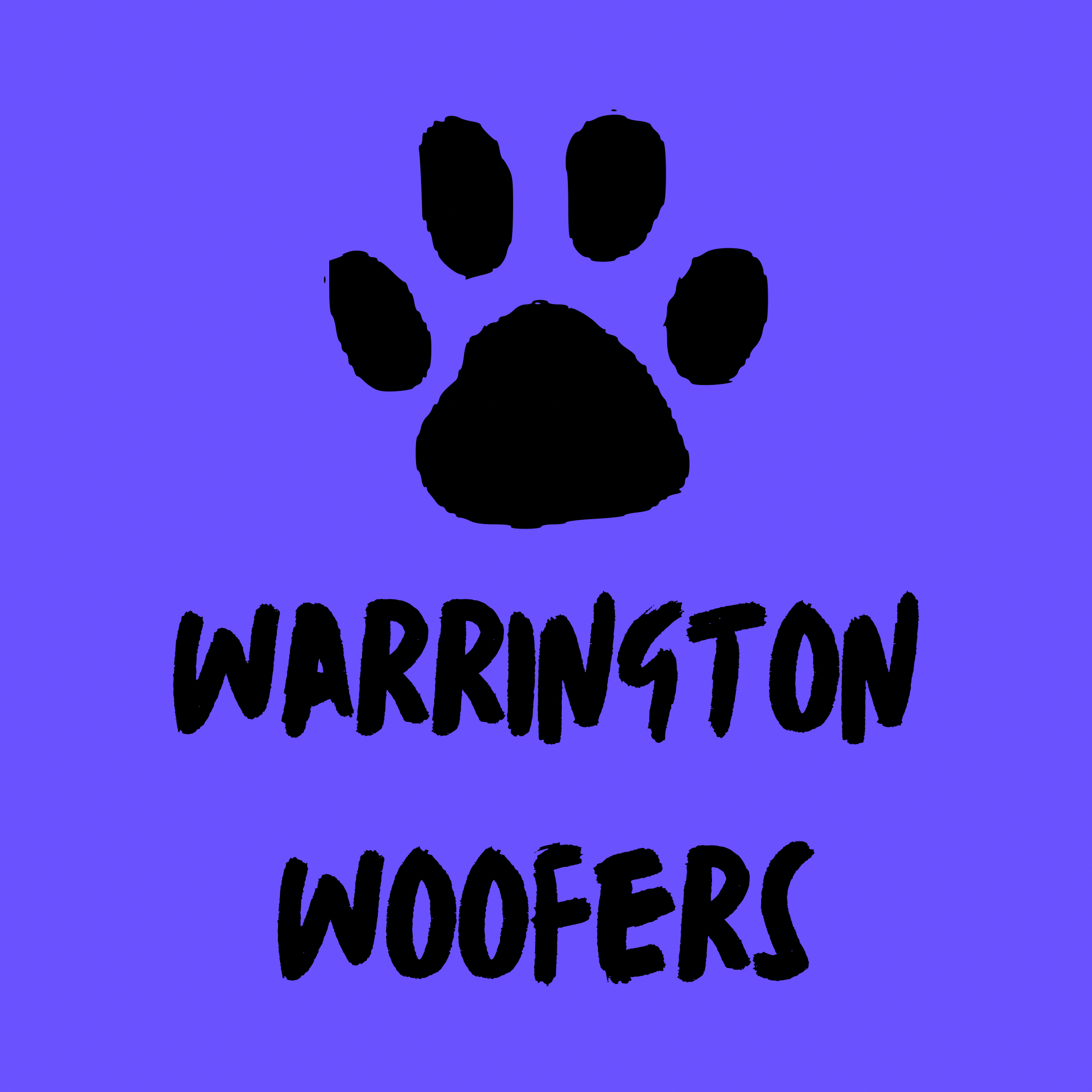 Company logo showing a black paw print on a purple background 