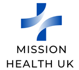 Company logo: A stylized graphic representing our company's name in bold lettering, underneath a small icon of a blue cross