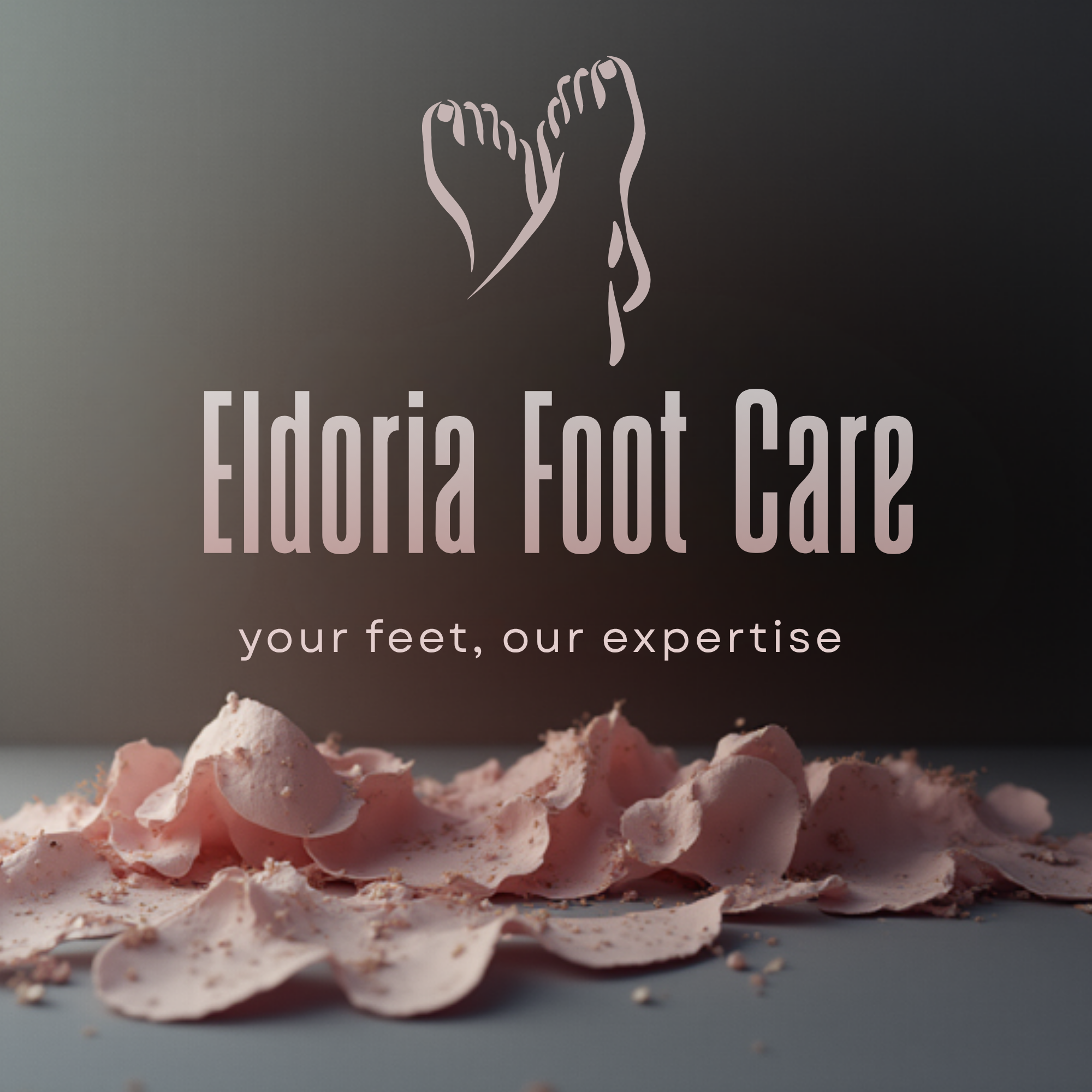 Eldoria FootCare logo: Modern design with the business name and a simple foot symbol