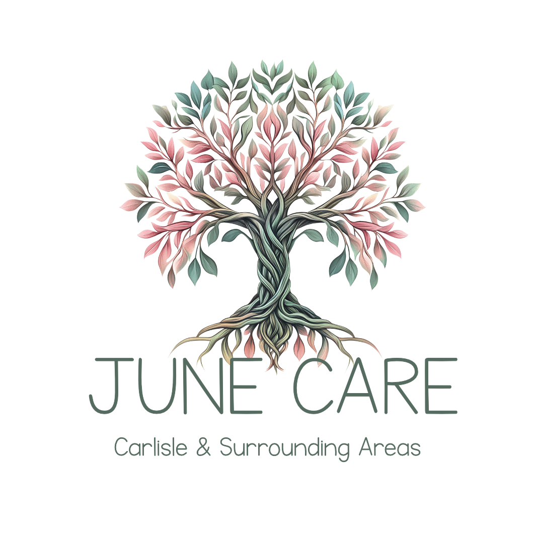 June Care logo with a tree design and the text “June Care – Carlisle & surrounding areas”.