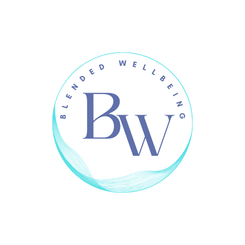 Company logo: a circle with the company name around the edges and the initials of the business in bold in the middle with wavy turquoise lines at the bottom