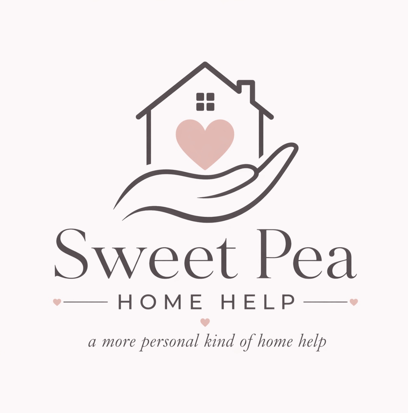 Company logo- a stylized graphic showing our company’s name in bold lettering, accompanied by the heart supported by the hand in the home.