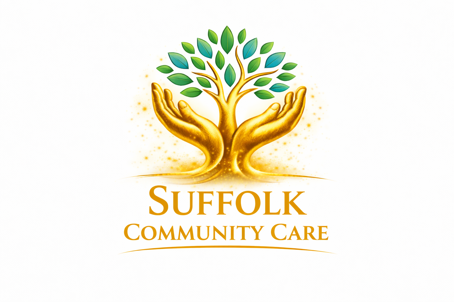Company logo: Suffolk Community Care logo showing a tree with supportive hands representing community, care, and support.