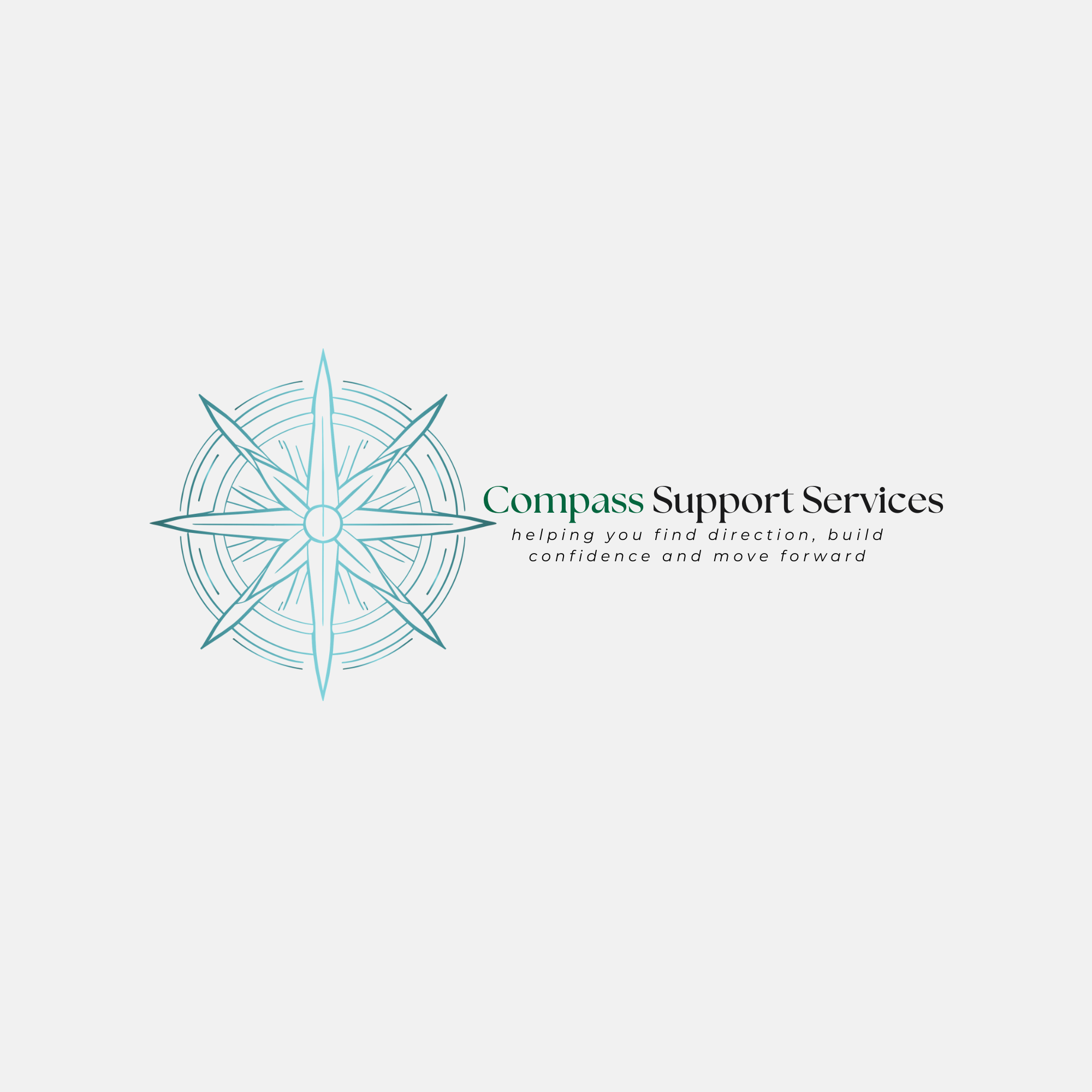 Company logo: A graphic for company in bold letter with green compass outline.
