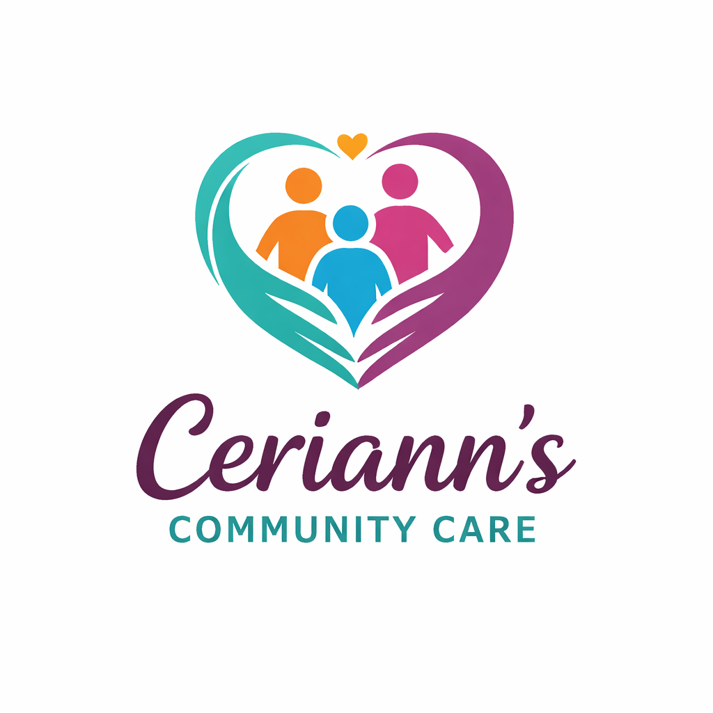 Company name with two hands making a heart shape with three people inside 