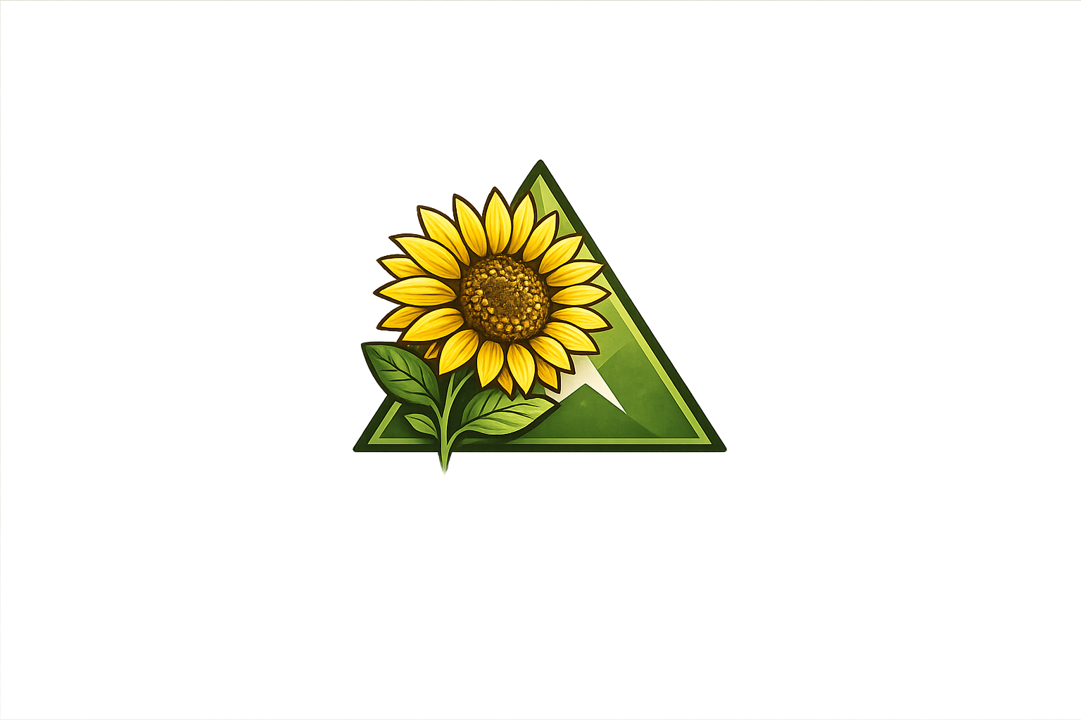 Company logo; A stylised graphic that represents my companies name which includes a sunflower and green pyramid 
