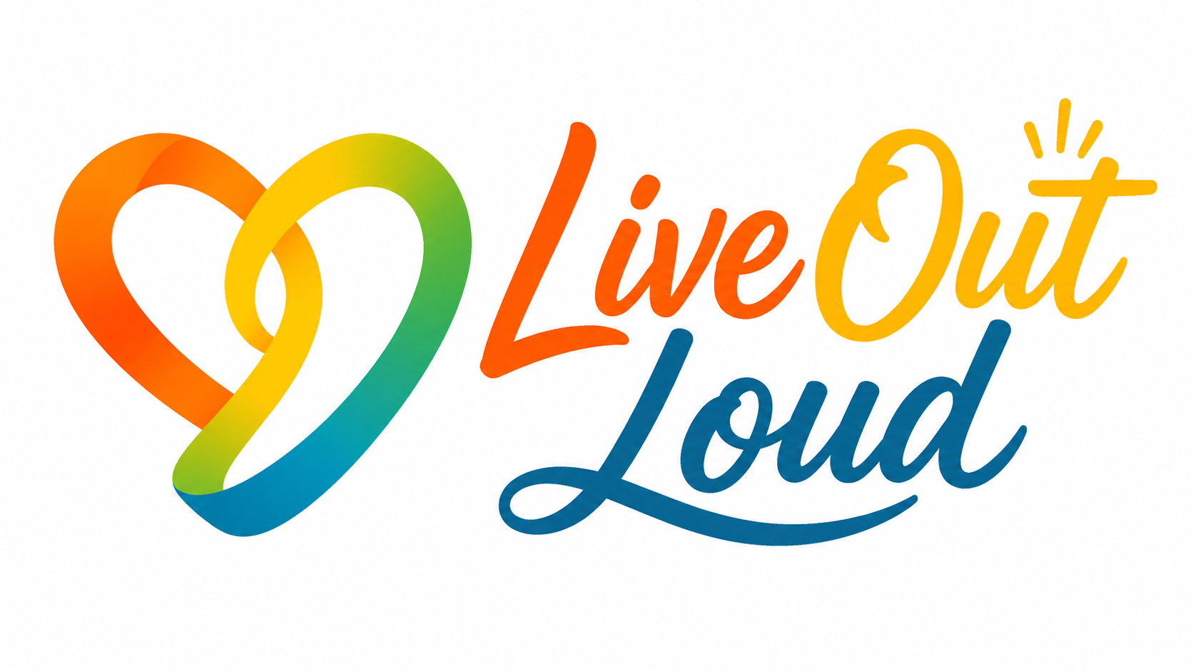 Live Out Loud CIC logo featuring an intertwined heart design in orange, yellow, green and blue.