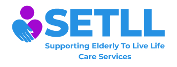 SETLL Logo: Our company Logo with a bold acronym and authentic care giving hand, portraying the service provided. 