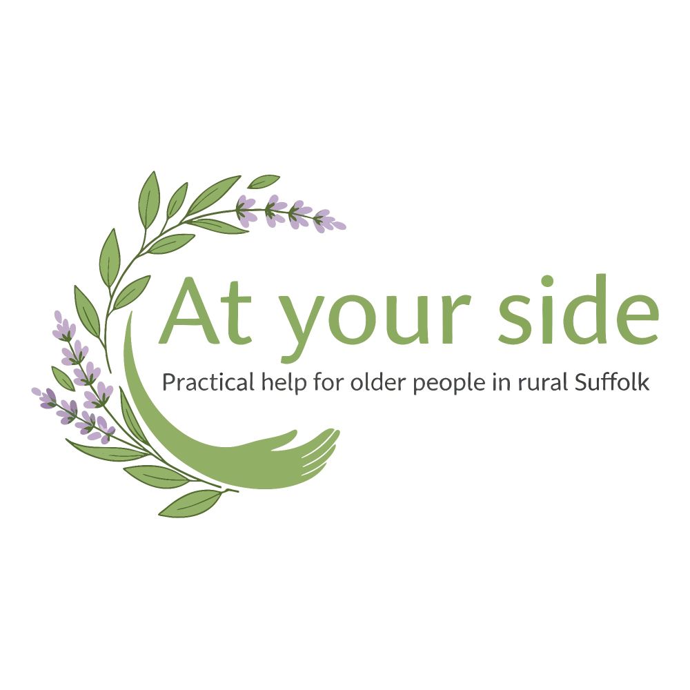 Company logo: image of a caring hand of flowers around the At Your Side business name