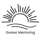 Company logo. simple line drawing of sun rise over two small hills with company name underneath