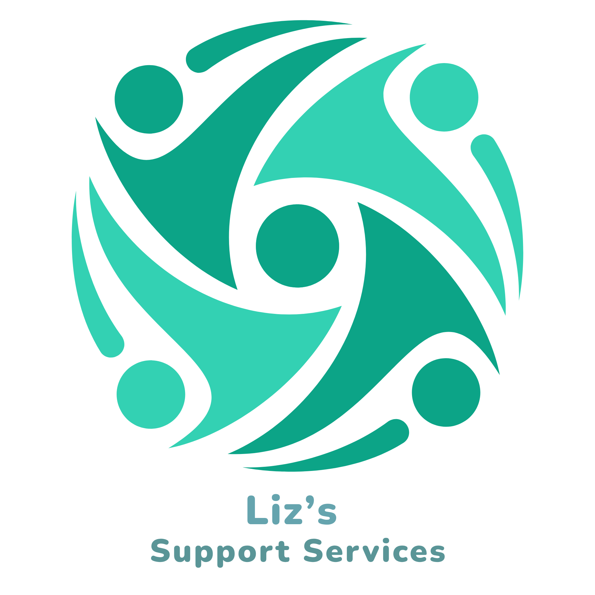Business Logo: representing my person-centred approach, with a circular design, made up of styilised human forms