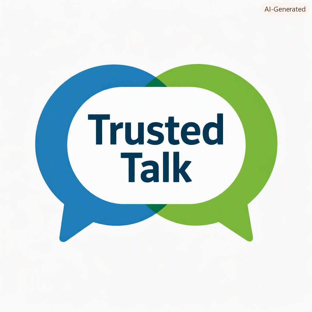 White box with Green logo saying Trusted Talk