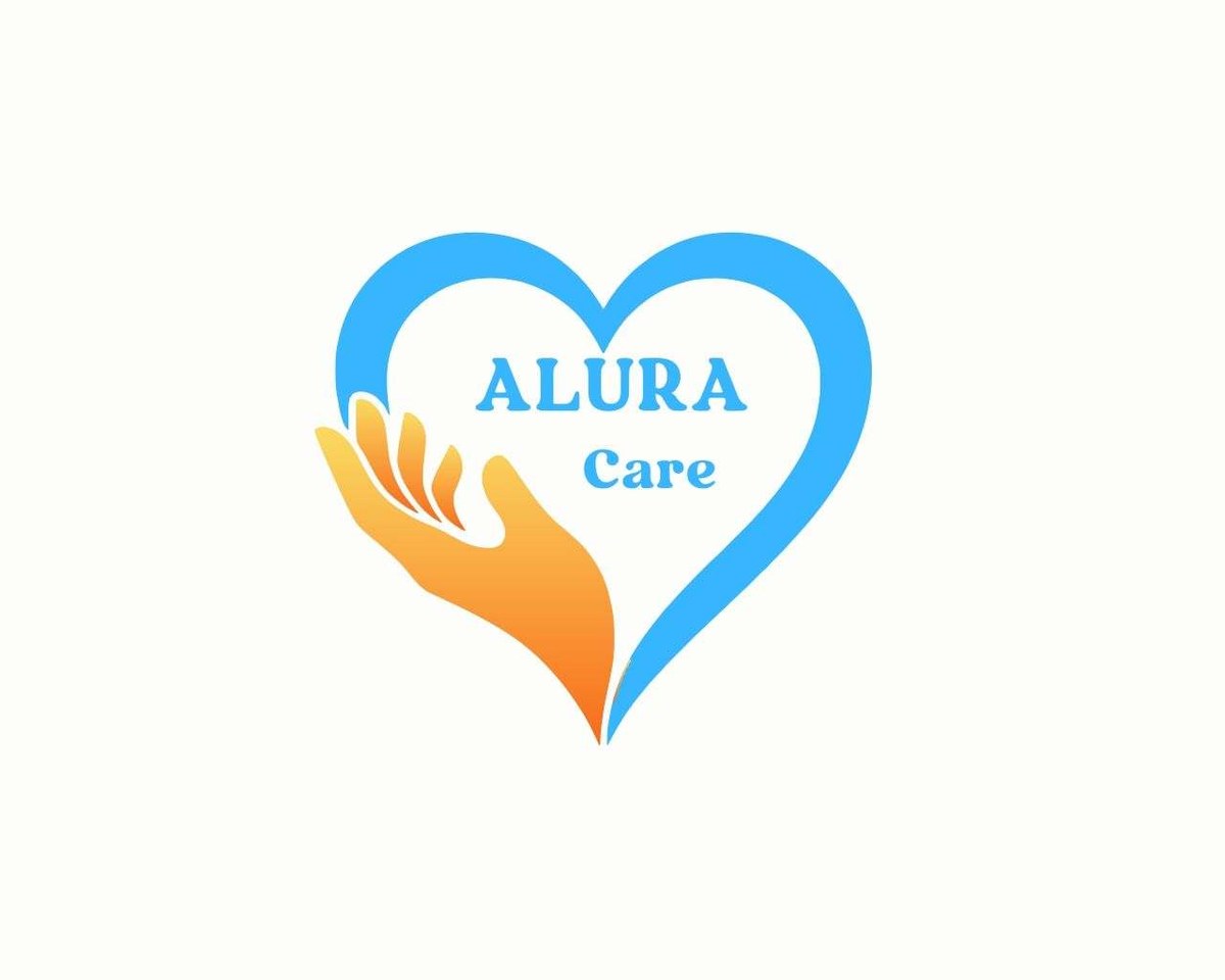 Alura Care logo featuring a blue heart and orange supporting hand