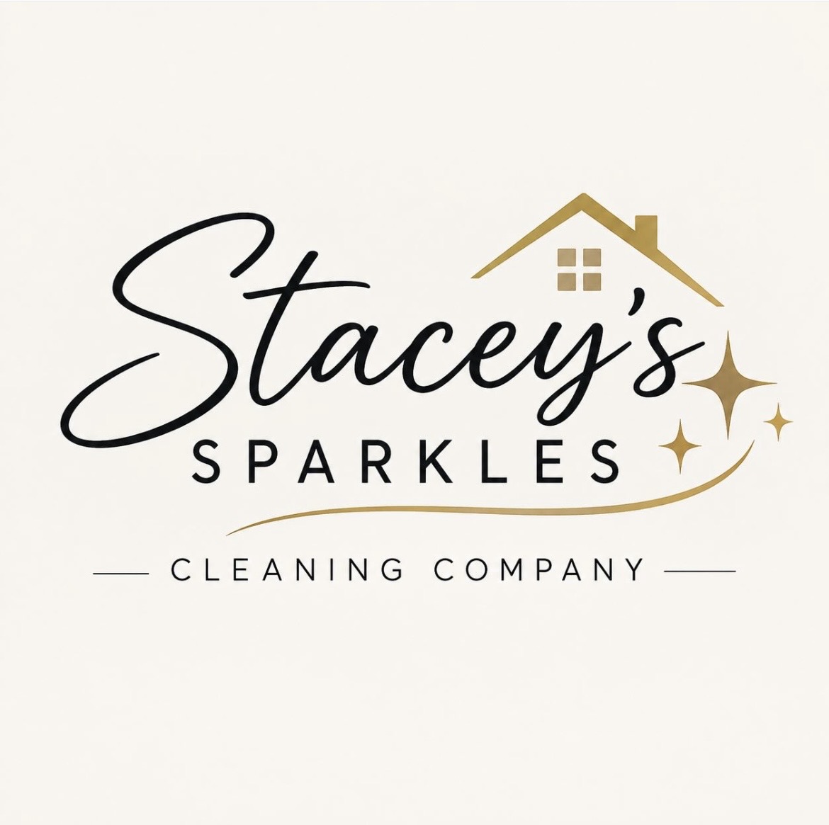 Stacey’s Sparkles Cleaning Service logo featuring the business name in a clean, professional design with a subtle sparkle motif