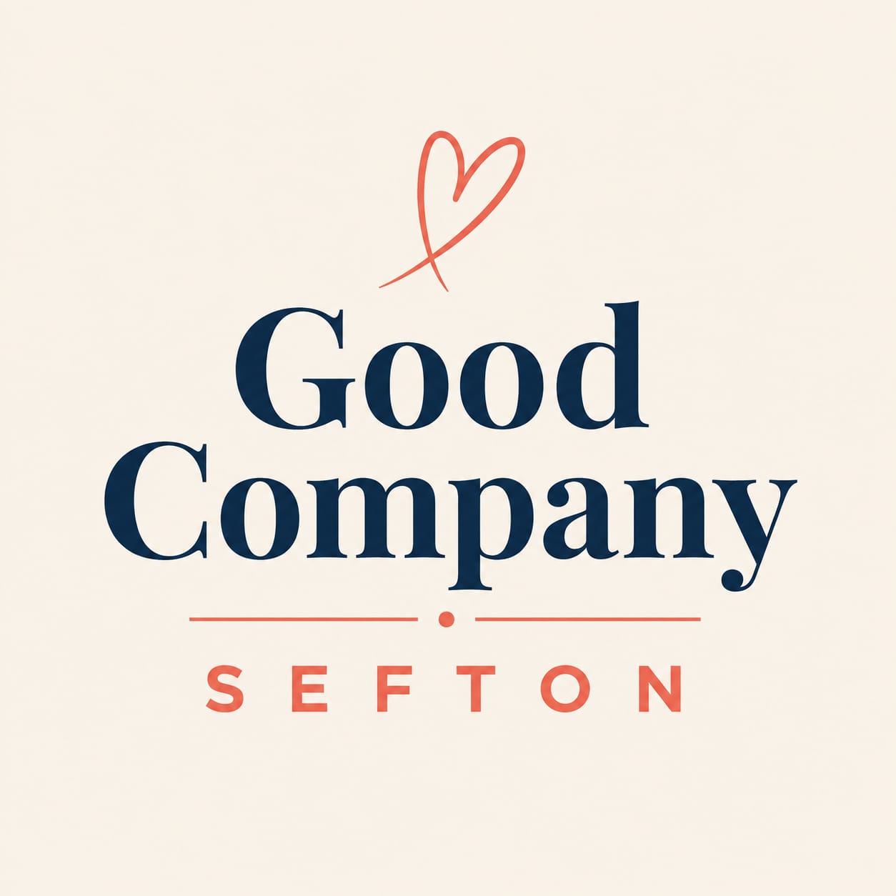 Good Company Sefton logo with the words Good Company Sefton and a small heart above the name.