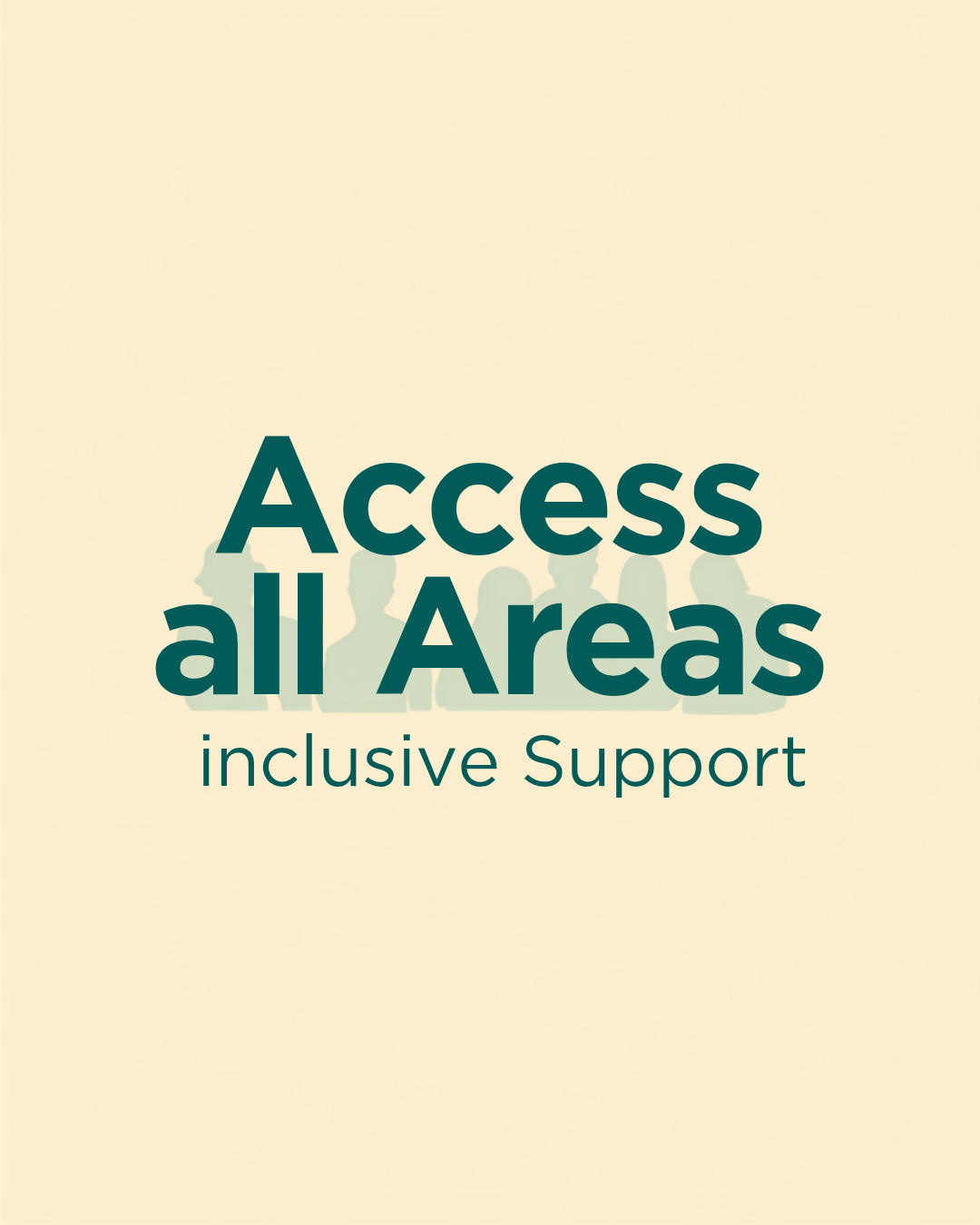 Logo: Access All Areas Inclusive Support — stylised graphic showing open doors and connected paths, representing inclusive support and access for all.