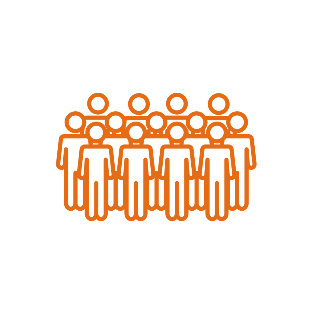 Illustration in orange of group of people