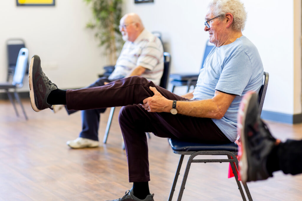 Two men in exercise class