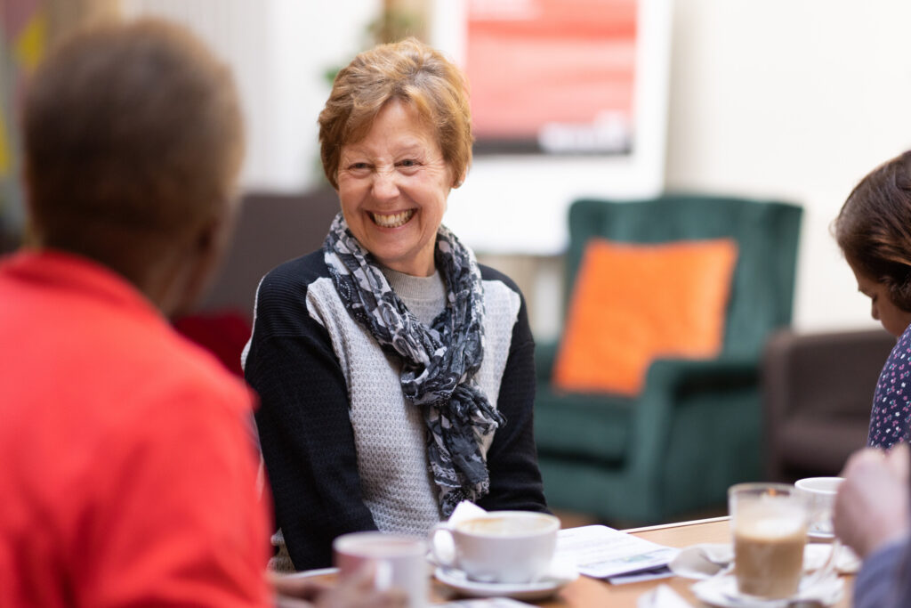 Two women laughing