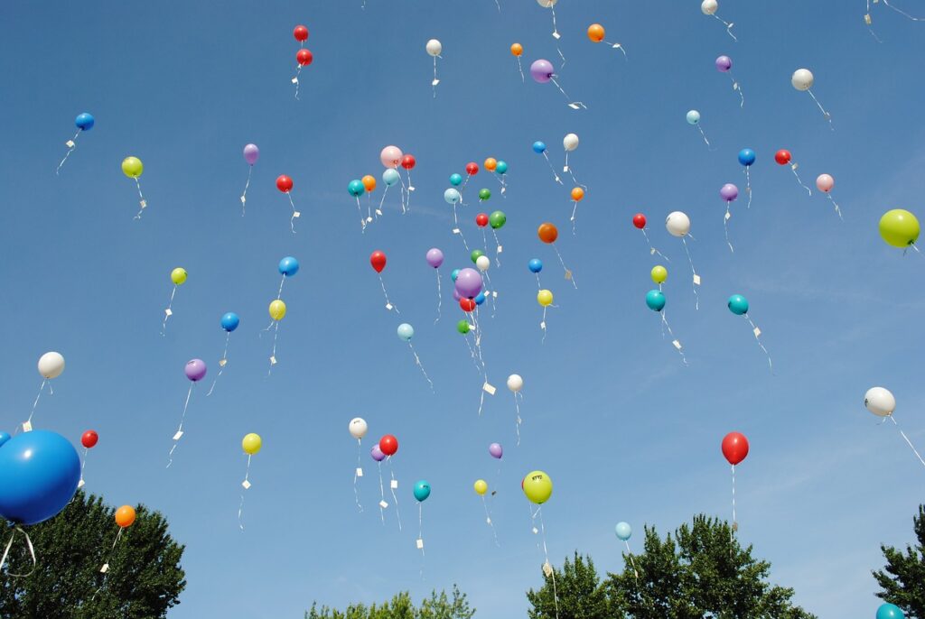 Balloons floating in the sky