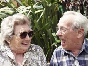 Older couple laughing