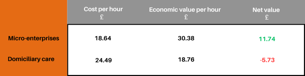 Table with wider economic benefits of micro-enterprises.