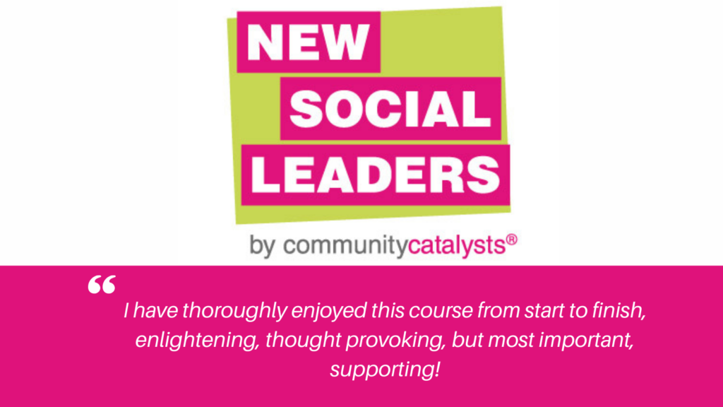 New Social Leaders logo and a quote
