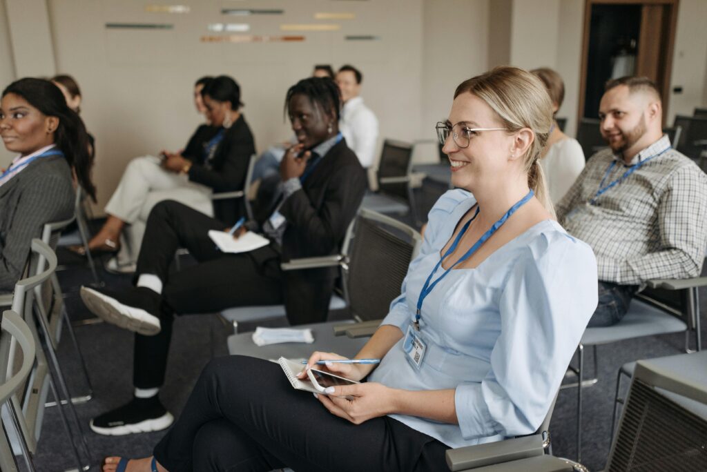 People sitting in a classroom.