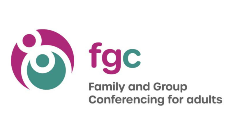 A logo design that reads 'Family and Group Conferencing for Adults'