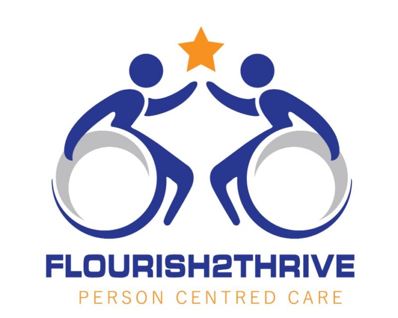 Logo of two illustrated figures in wheelchairs giving a high five