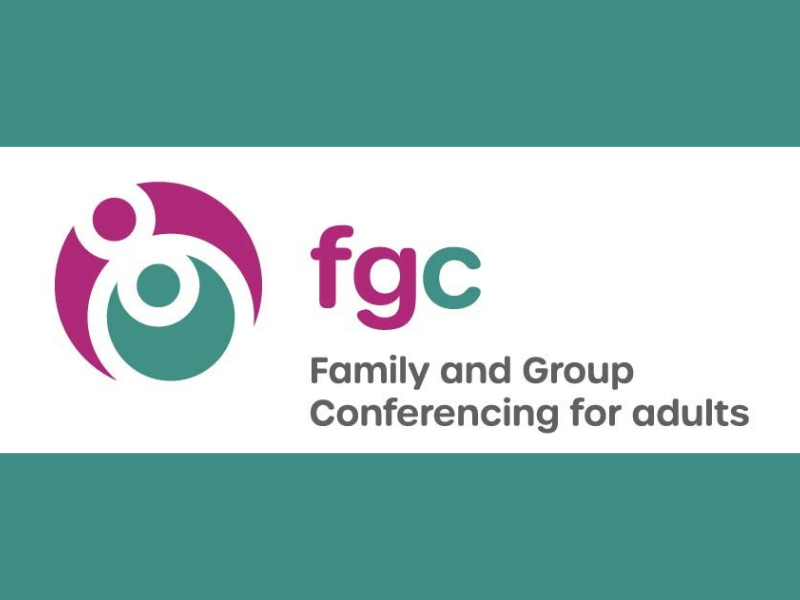 Family and Group Conferencing logo in purple and green